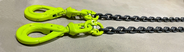 image of newly manufactured chain slings to be used for overhead lifting
