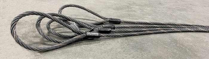 image of newly manufactured wire rope slings to be used for overhead lifting
