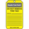 Picture of Accuform Caution Safety Tag - Blank Cardstock