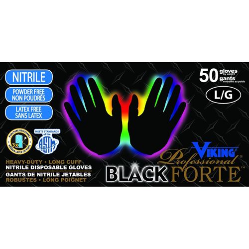 Picture of Viking® 34606 Professional® Black Forte™ 8 mil Black Disposable Nitrile Gloves - Large