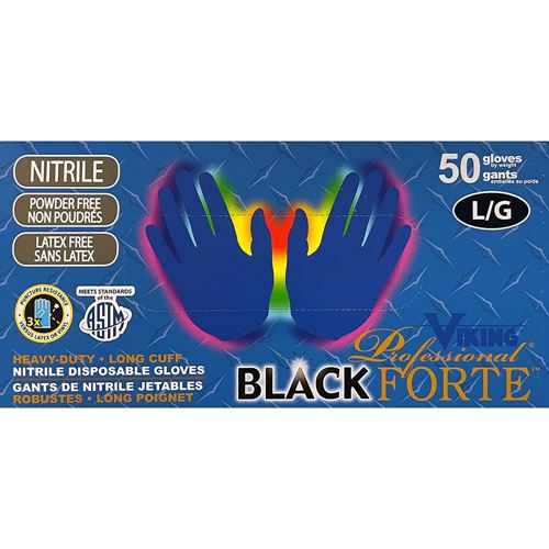 Picture of Viking® 34606 Professional® Black Forte™ 8 mil Blue Disposable Nitrile Gloves - Large