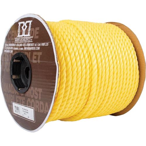 Barry & Boulerice® 3-Strand Twisted Yellow Polypropylene Rope