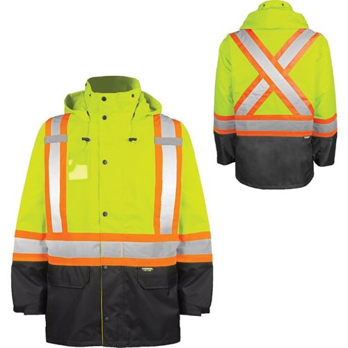 Picture of TERRA® 116520 Hi-Vis Yellow 300D Polyester Rain Suit Jacket - Small