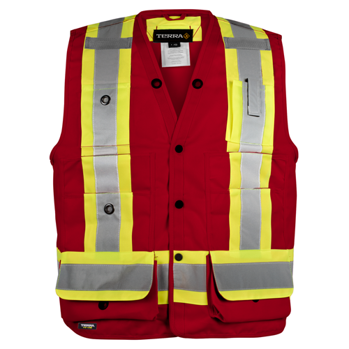 Picture of TERRA® Red Hi-Vis 150D Polyester Surveyor Vest - Large