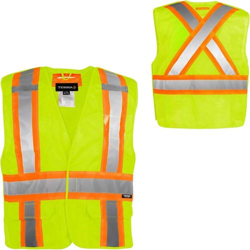 Picture of TERRA® Hi-Vis Yellow 5-Point Tear-Away Safety Vest - 2X-Large/3X-Large