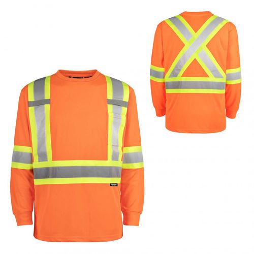Picture of TERRA® Hi-Vis Orange Polyester Mesh Traffic Long Sleeve Shirt - 3X-Large