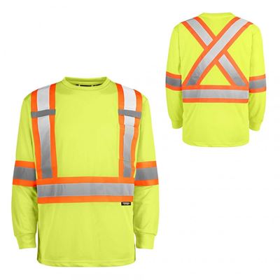 Picture of TERRA® Hi-Vis Yellow Polyester Mesh Traffic Long Sleeve Shirt - 2X-Large