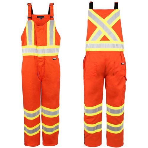 Picture of TERRA® 116582OR Hi-Vis Orange Poly/Cotton Bib Overalls with Reflective Tape - Medium