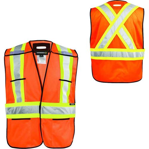 Picture of TERRA® Hi-Vis Orange 5-Point Tear-away Polyester Mesh Safety Vests