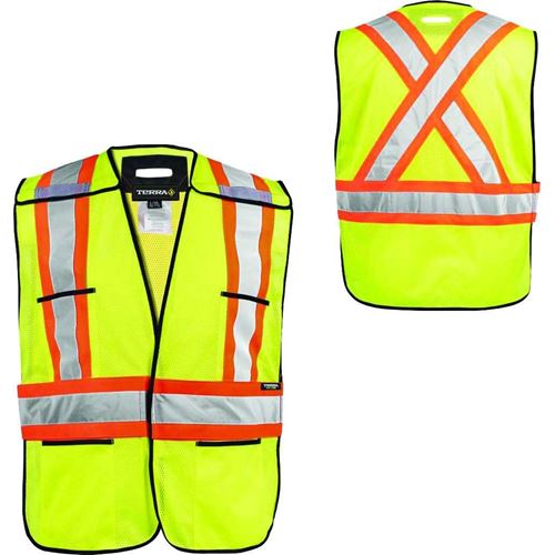 Picture of TERRA® Hi-Vis Yellow 5-Point Tear-away Polyester Mesh Safety Vests