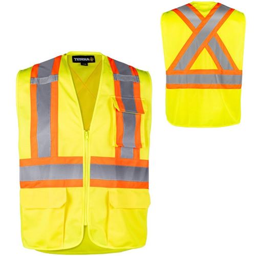 Picture of TERRA® Yellow Hi-Vis Safety Vest with Zipper - 3X-Large