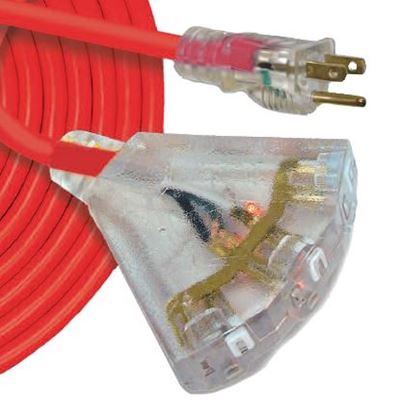 Picture of Southwire Lighted Triple Outlet Cord Adapter - 14/3 Ga x 3'
