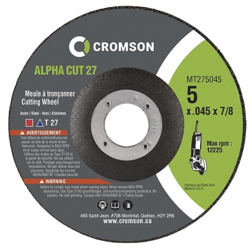 Picture of Cromson Alpha Cut 27 T27 Cutting Wheels - 5” x .045” x 7/8”