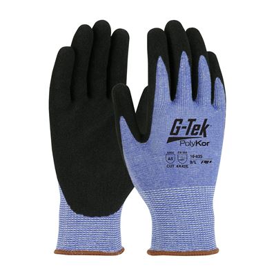Picture of G-Tek®  16-635 Cut-Resistant PolyKor® Blended Glove with Black Nitrile Palm and Fingers