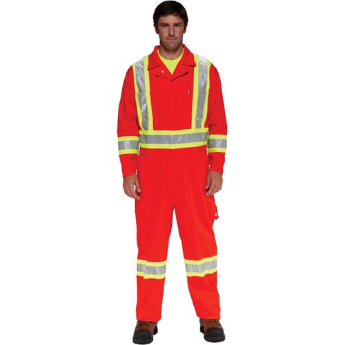 Picture of Ground Force® Style 361GF Orange Premium Poly/Cotton Coverall with Reflective Tape - Size 38R