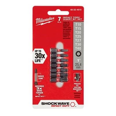 Picture of Milwaukee® 7 Piece SHOCKWAVE™ Torx 1" Insert Bit Set