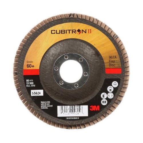 Picture of 3M™ Cubitron™ II Flap Disc 967A, 4-1/2" x 7/8" Type 29 - 40 Grit