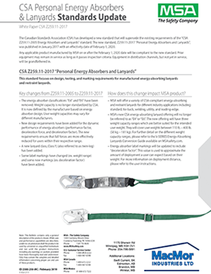 Picture for MSA - New CSA Z259.11-2017 Personal Energy Absorbers & Lanyards Standard