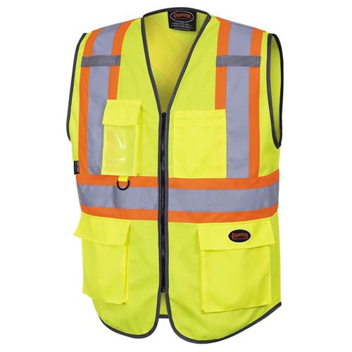 Picture of Pioneer® 6959 Polyester Zipper Yellow Safety Vests - 2X-Large