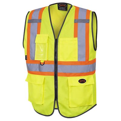 Picture of Pioneer® 6959 Polyester Zipper Yellow Safety Vests - 3X-Large