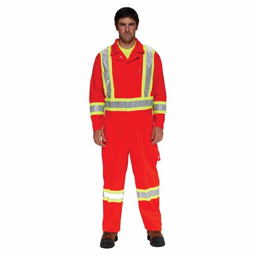 Stalworth Style 362 Orange Premium Poly/Cotton Coverall with Reflective