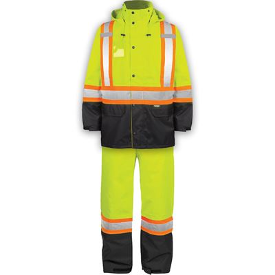 Picture of TERRA® 116520 Hi-Vis Yellow 300D Polyester Rain Suit