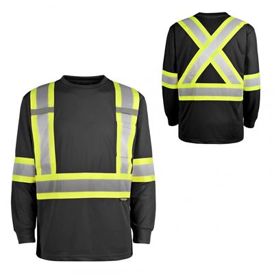 Picture of TERRA® Black Polyester Mesh Traffic Long Sleeve Shirt