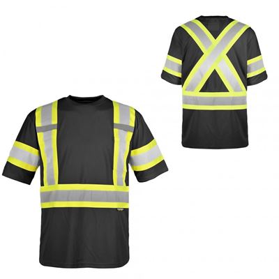 Picture of TERRA® Hi-Vis Black Polyester Mesh Traffic T-Shirt