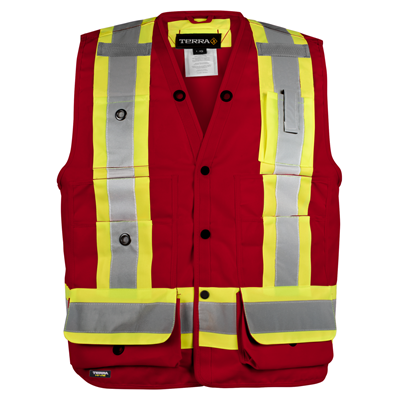 Picture of TERRA® Red Hi-Vis 150D Polyester Surveyor Vest
