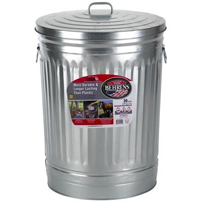 Picture of Galvanized Steel Garbage Can with Lid - 20 Gal / 75L