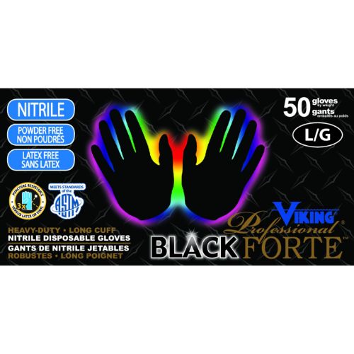 Picture of Viking® 34606 Professional® Black Forte™ 8 mil Black Disposable Nitrile Gloves - X-Large