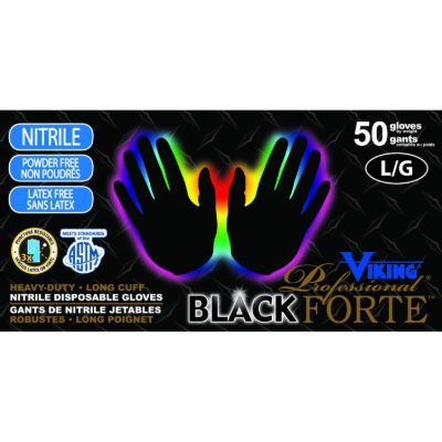 Picture of Viking® 34606 Professional® Black Forte™ 8 mil Black Disposable Nitrile Gloves