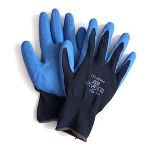 Picture of Wayne Safety Blue Wrinkled Latex Palm Gloves - Size 8