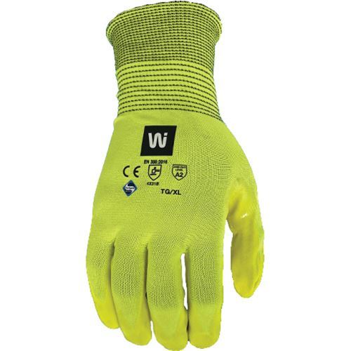 Picture of Wipeco Hi-Viz Cut A2 Knit Glove with Nitrile Coated Foam Grip