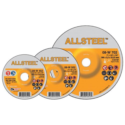 Picture of Walter ALLSTEEL™ Grinding Wheels - Type 27 (Depressed Centre) - 4-1/2" x 1/4" x 7/8"